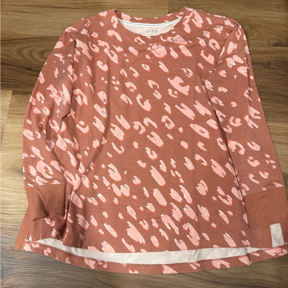 Wonderly Pink and Brown Patterned Blouse